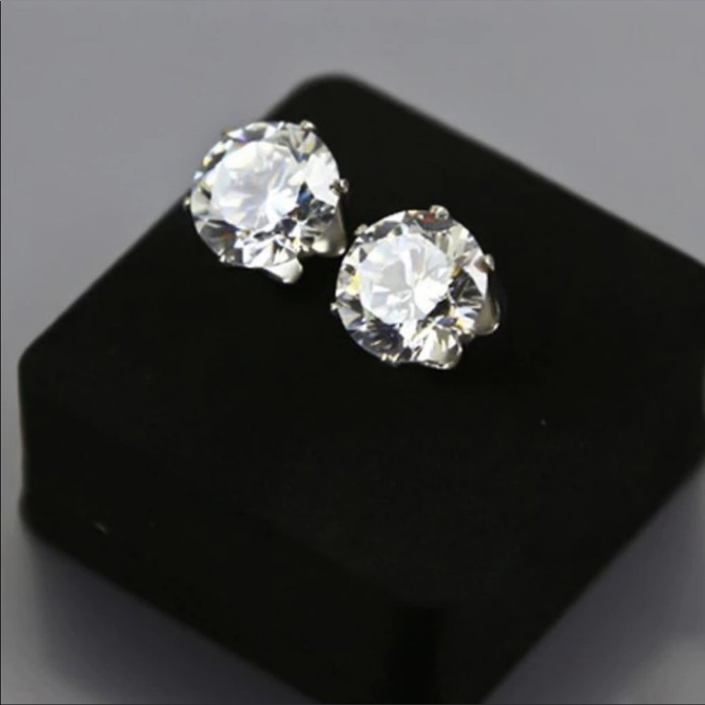 2.5 CT 925 STERLING SILVER DIAMOND STUD EARRINGS - Picture 5 of 5